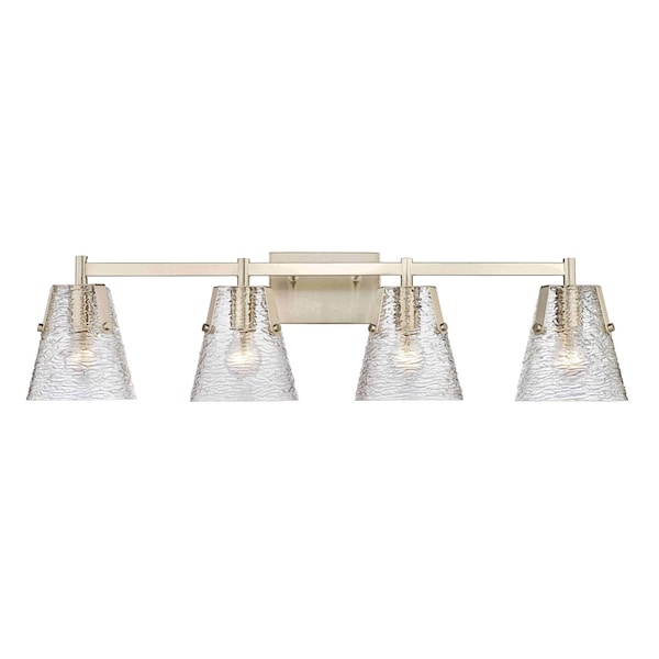 Z-Lite Analia Vanity, 4-Light, 36 In.W x 7.5 In.L x 9.25 In.H, Brushed Nickel/Clear Ribbed 1101-4V-BN - main